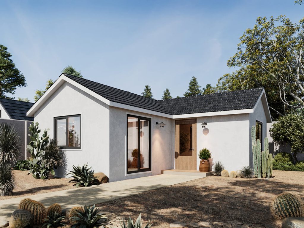 Rendering of the Tumbleweed one-bedroom model.