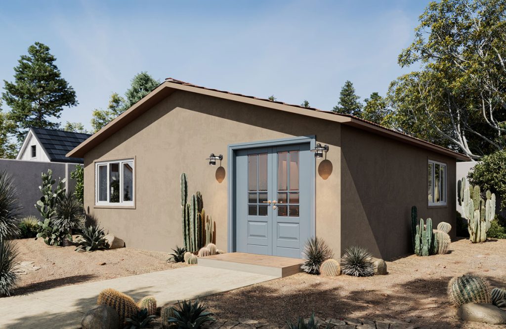 Rendering of the Pueblo two-bedroom model.